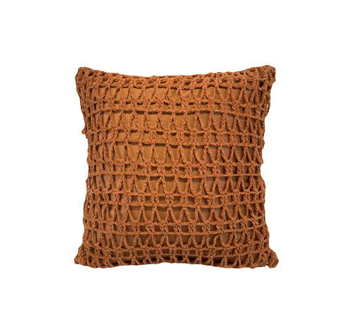 Almofada Crochê Tramado Terracota