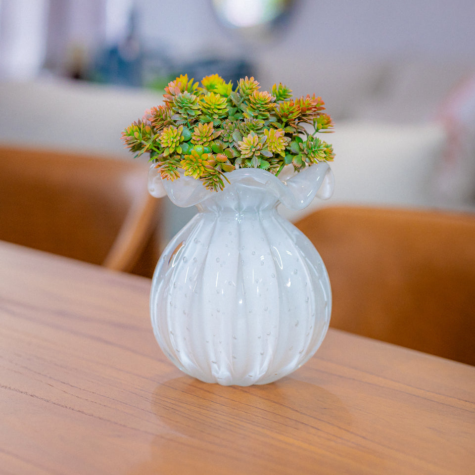Vaso em cristal murano branco